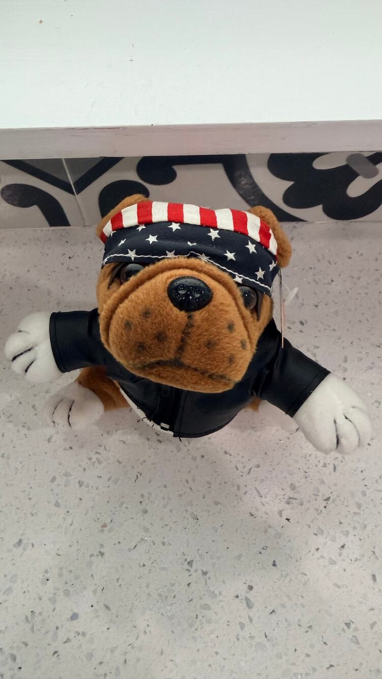 Plushland Burly Bulldog Plush 2003 ADA Patriotic Biker Original Tags